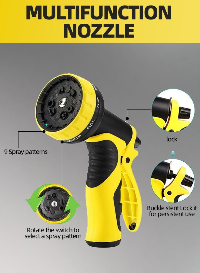 ALongDeng 50 FT Expandable Garden Hose, 9 Spray Pattern Nozzle Included, 1/2'' & 3/4'' Solid Brass Connectors, 3800D 3-Layer Latex Lightweight Hose, Effortless Storage - Image 3